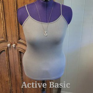 Active Basic gray spaghetti strap cami stretchy tank top sz: S